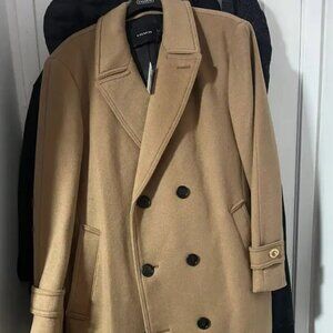 Coach Long Wool Coat In Recycled Wool Blend Size XL Colour Camel
